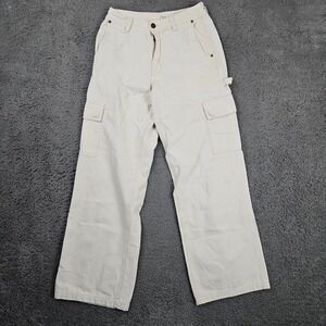 Roxy Women's Cargo Pants‎ Beige Canvas Utility Pockets Casual Wide Leg S